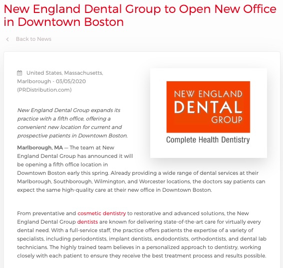 New England Dental Group to Open New Office in Downtown Boston New